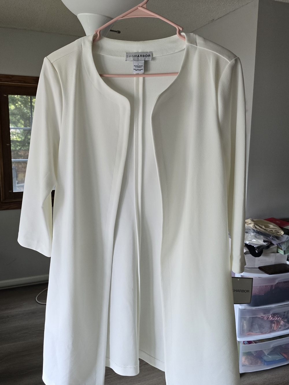 Sag Harbor Cream Open-Front Long Cardigan
